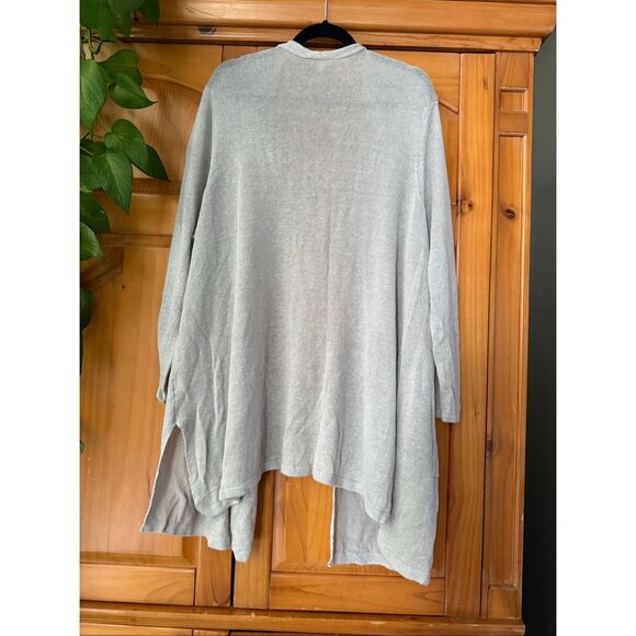 J. Jill Women’s Open Front Linen Blend Cardigan Sweater Gray 3X - Picture 5 of 10